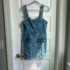 Divided Denim Mini Dress with Button detail size M Medium NEW